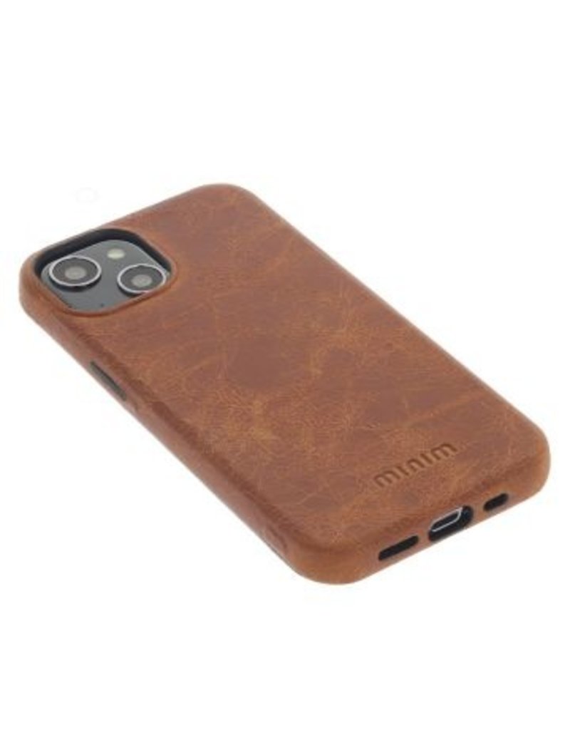 Minim Leder Handyhülle Für iPhone 14 Plus Back Cover Cognac