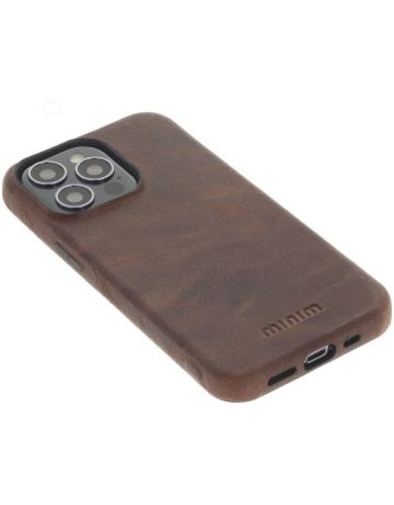 Minim Leder Handyhülle Für iPhone 14 Plus Back Cover Braun