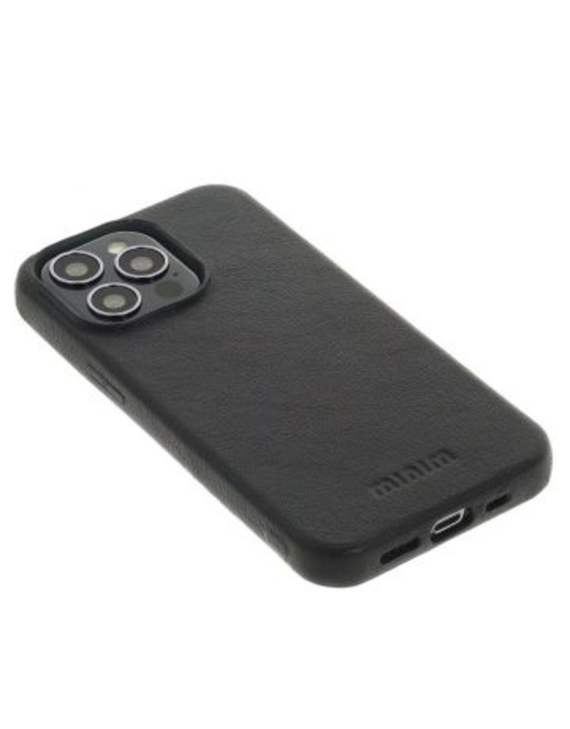 Minim Leder Handyhülle Für iPhone 14 Pro Back Cover Schwarz