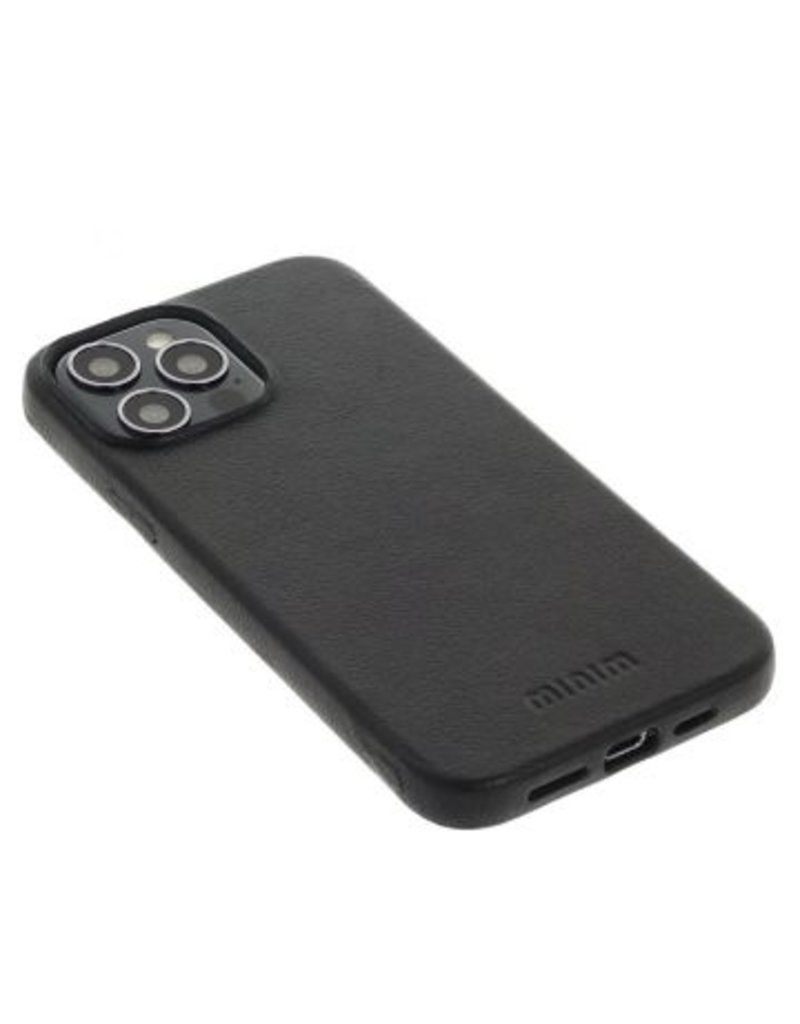 Minim Leder Handyhülle Für iPhone 14 Pro Max Back Cover Schwarz