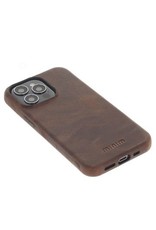 Minim Leder Handyhülle Für iPhone 14 Pro Max Back Cover Braun