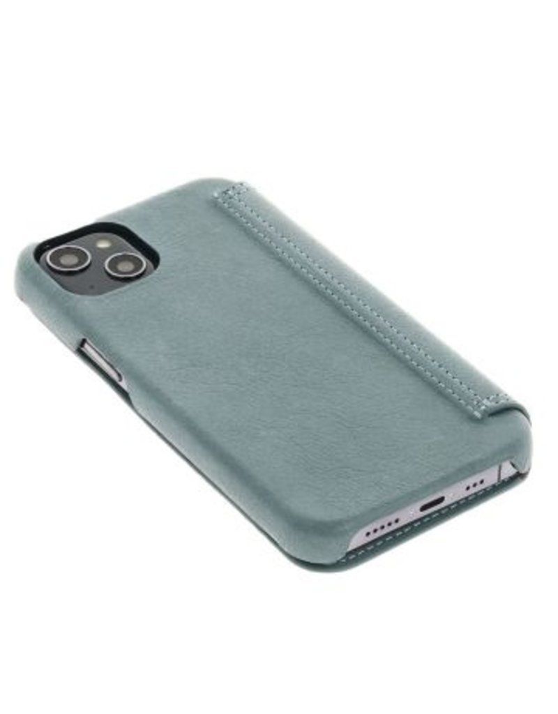 Minim Leder Handyhülle Für iPhone 14 Bookcase Blau