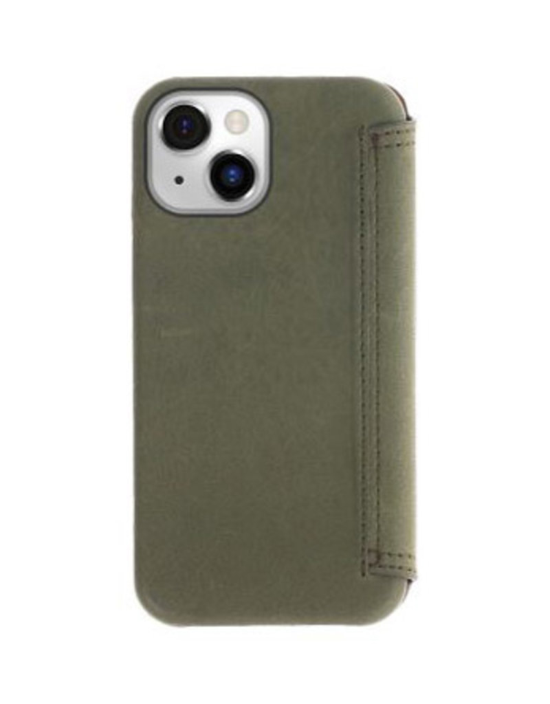 Minim Leder Handyhülle Für iPhone 14 Bookcase Olive