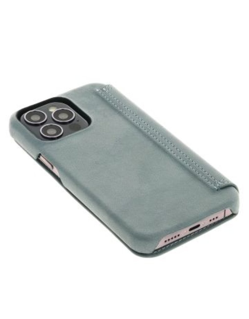 Minim Leder Handyhülle Für iPhone 14 Pro Bookcase Blau