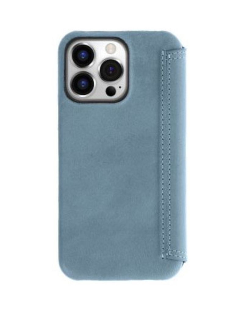 Minim Leder Handyhülle Für iPhone 14 Pro Bookcase Blau
