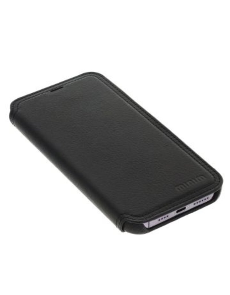Minim Leder Handyhülle Für iPhone 14 Pro Max Bookcase Schwarz