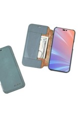 Minim Leder Handyhülle Für iPhone 14 Pro Max Bookcase Blau