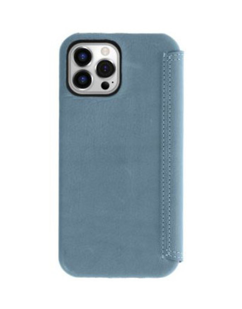 Minim Leder Handyhülle Für iPhone 14 Pro Max Bookcase Blau