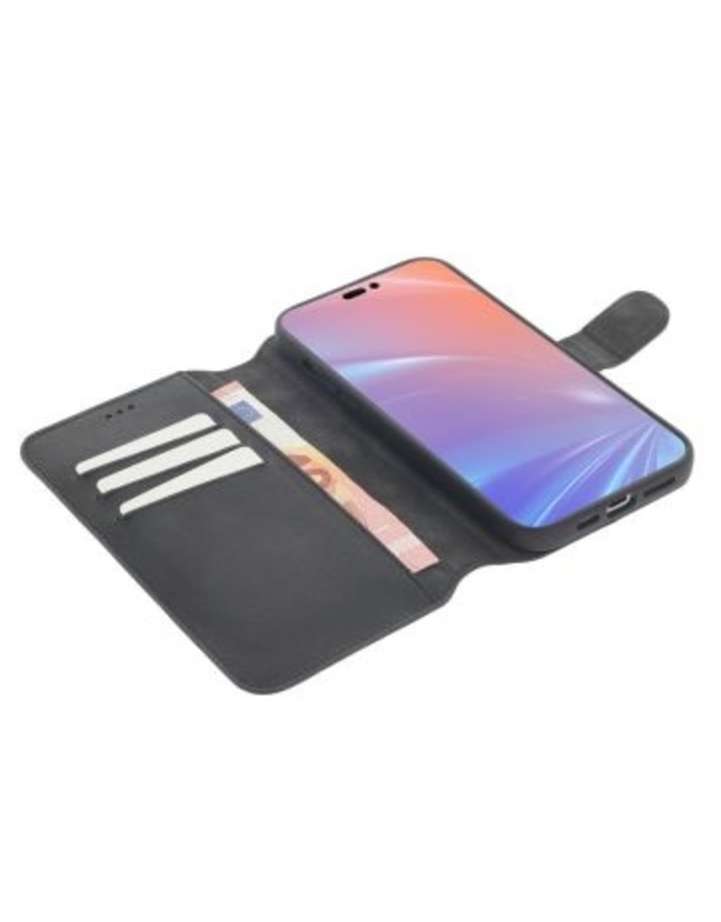 Minim Leder Handyhülle  iPhone 14 Pro Max 2 in 1 Wallet Case Schwarz