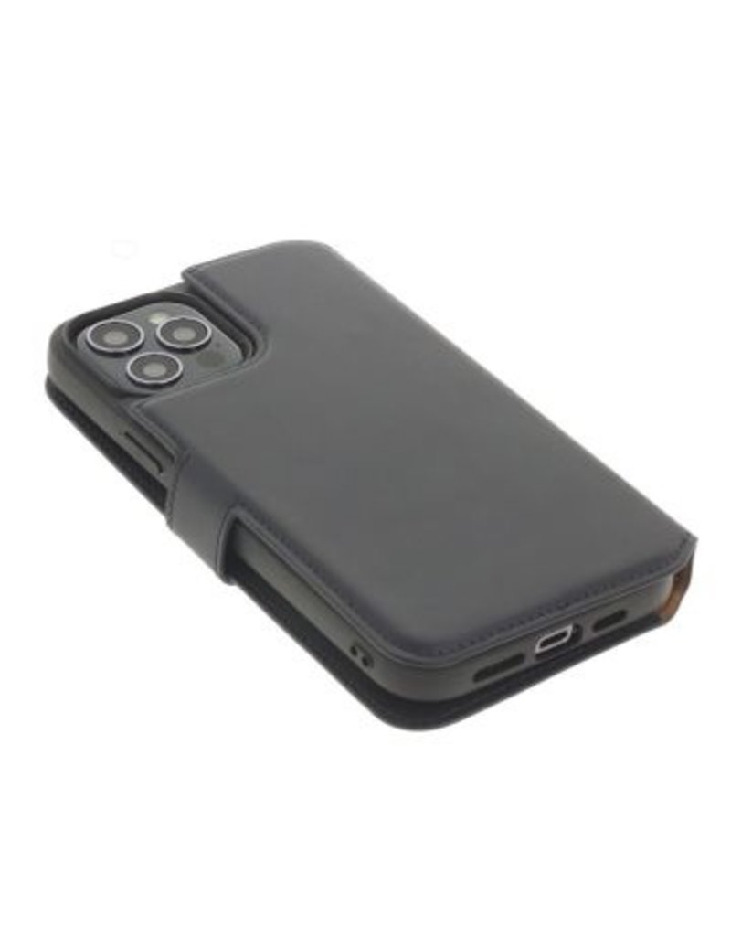 Minim Leren iPhone 14 Pro Max 2 in 1 Wallet Case Blauw