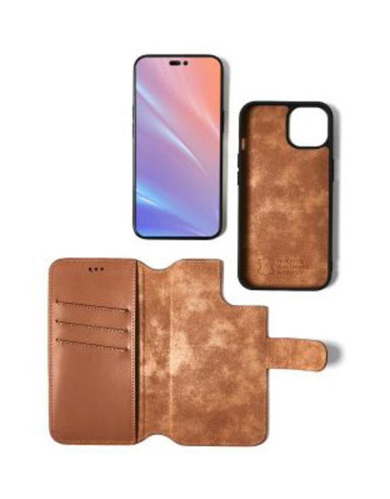 Minim Leder Handyhülle  iPhone 14 Pro Max 2 in 1 Wallet Case Cognac