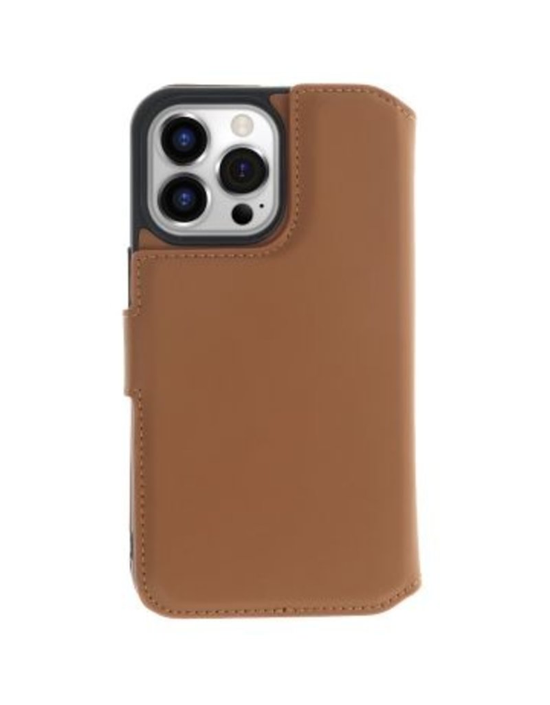 Minim Leder Handyhülle  iPhone 14 Pro  2 in 1 Wallet Case Cognac