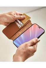 Minim Leder Handyhülle  iPhone 14 Pro  2 in 1 Wallet Case Cognac