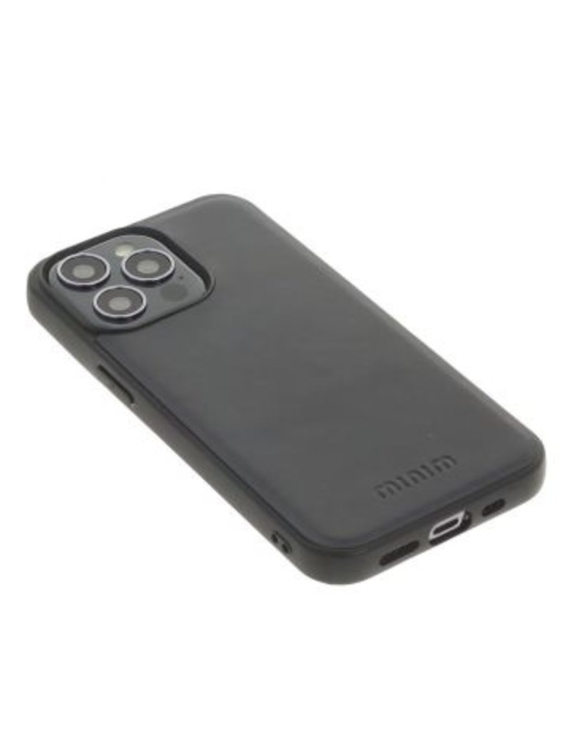 Minim Leren iPhone 14 Pro 2 in 1 Wallet Case Blauw