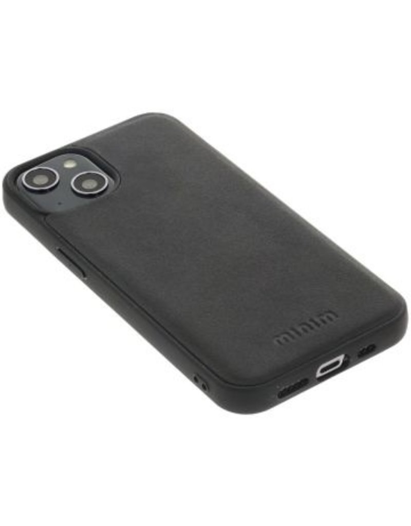 Minim Leder Handyhülle  iPhone 14 Plus  2 in 1 Wallet Case Schwarz