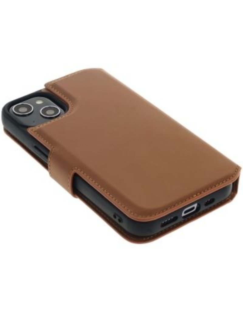 Minim Leder Handyhülle  iPhone 14 Plus  2 in 1 Wallet Case Cognac