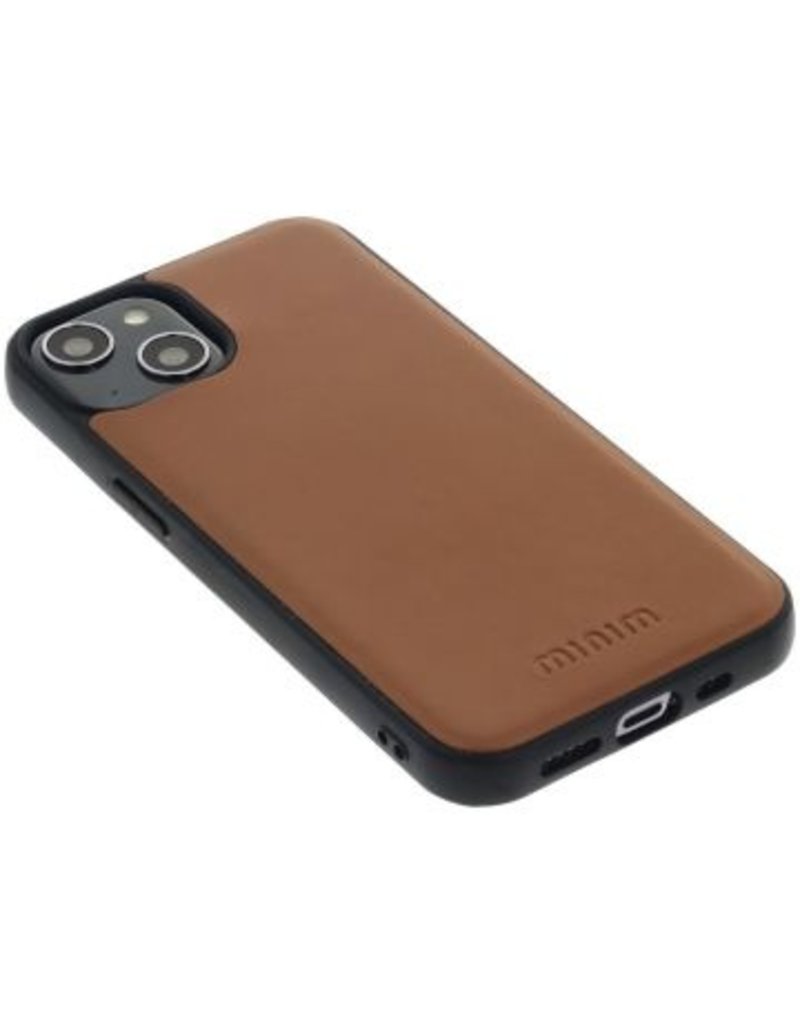 Minim Leder Handyhülle  iPhone 14 Plus  2 in 1 Wallet Case Cognac