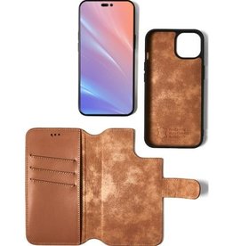 Minim Leder Handyhülle  iPhone 14 Plus  2 in 1 Wallet Case Cognac