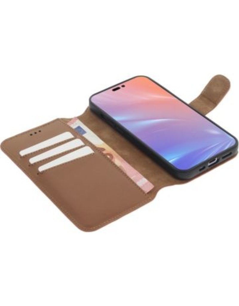 Minim Leder Handyhülle  iPhone 14 Plus  2 in 1 Wallet Case Cognac