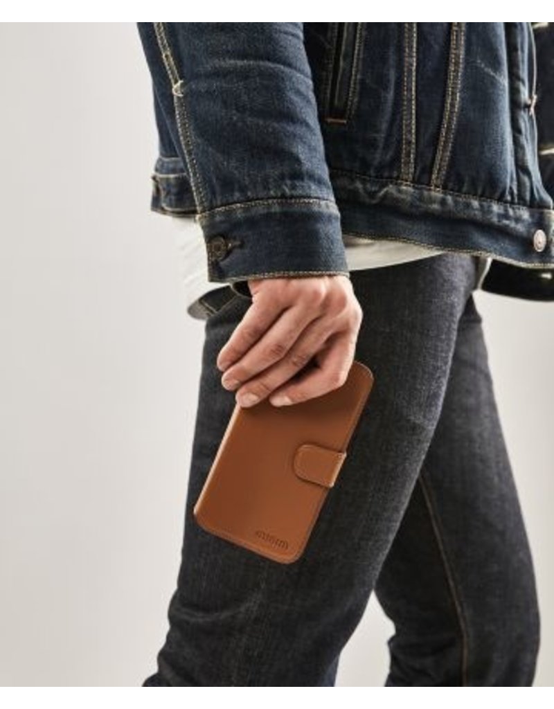 Minim Leder Handyhülle  iPhone 14 2 in 1 Wallet Case Cognac