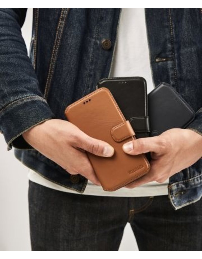 Minim Leder Handyhülle  iPhone 14 2 in 1 Wallet Case Cognac