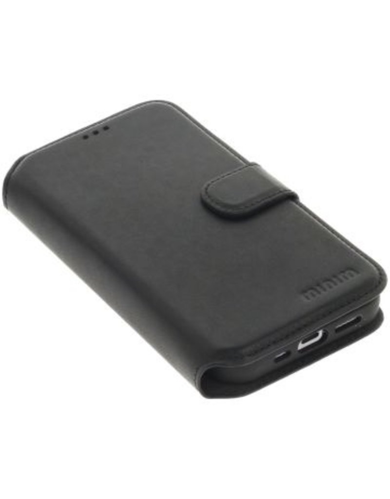 Minim Leder Handyhülle  iPhone 14 2 in 1 Wallet Case Schwarz