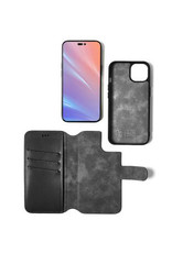 Minim Leder Handyhülle  iPhone 14 Plus  2 in 1 Wallet Case Schwarz