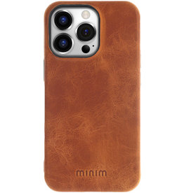 Minim Leder Handyhülle Für iPhone 14 Pro Back Cover Cognac