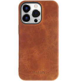 Minim Leren Iphone 14 Pro Hoes Back Cover Cognac