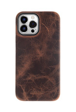 Minim Leren Iphone 14 Pro Max Hoes Back Cover Bruin