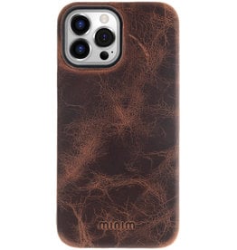 Minim Leder Handyhülle Für iPhone 14 Pro Max Back Cover Braun