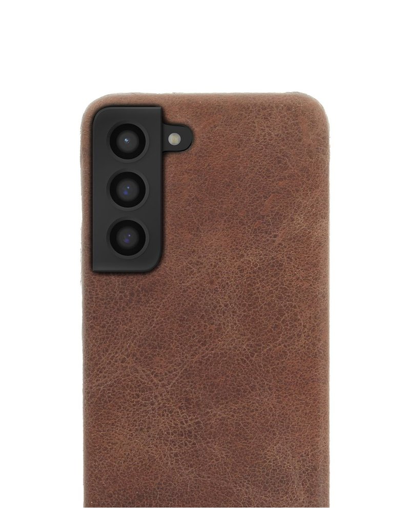 Minim Leren Samsung S22 Hoes Back Cover Bruin