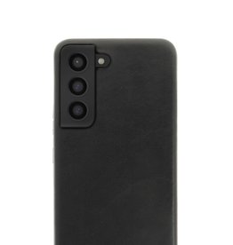 Minim Leren Samsung S22 Hoes Back Cover Zwart