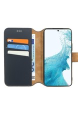 Minim Leder Handyhülle Samsung S22 2 in 1 Wallet Case Blau