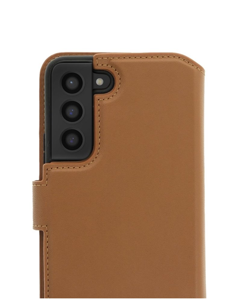 Minim Leder Handyhülle Samsung S22 2 in 1 Wallet Case Cognac