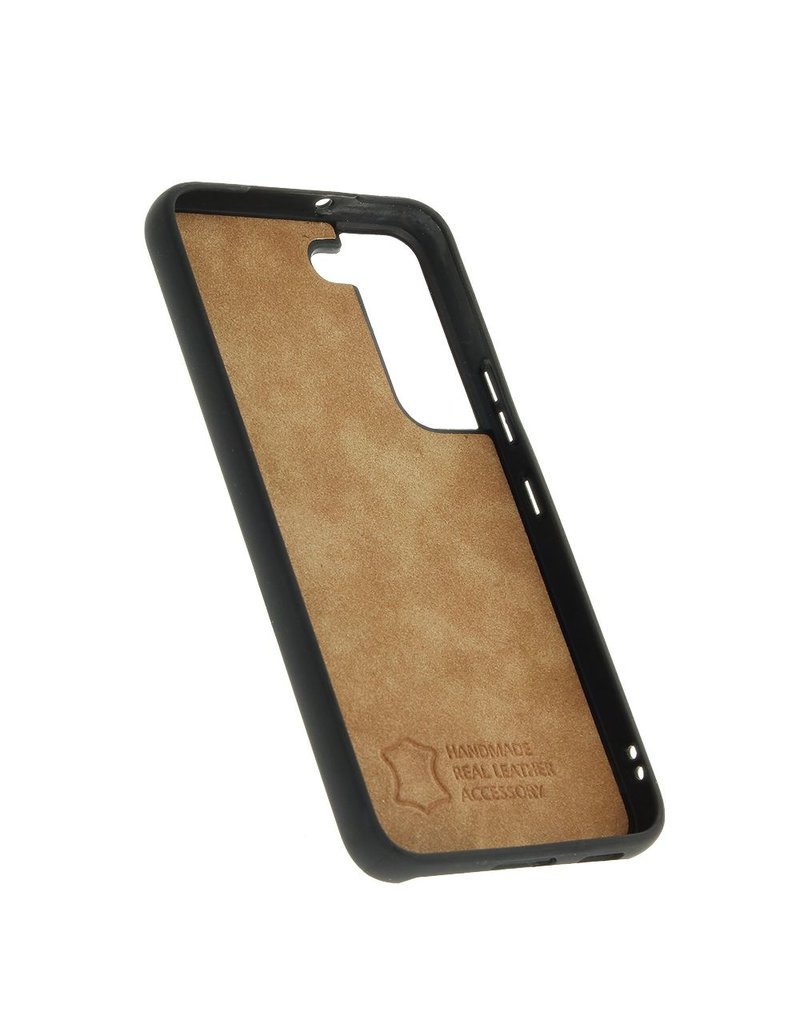 Minim Leder Handyhülle Samsung S22 2 in 1 Wallet Case Cognac