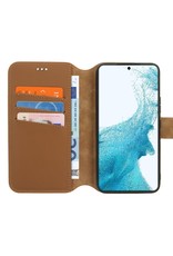 Minim Leder Handyhülle Samsung S22 2 in 1 Wallet Case Cognac