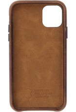 Minim Leren iPhone 11/Pro/Pro Max Hoes Back Cover Bruin