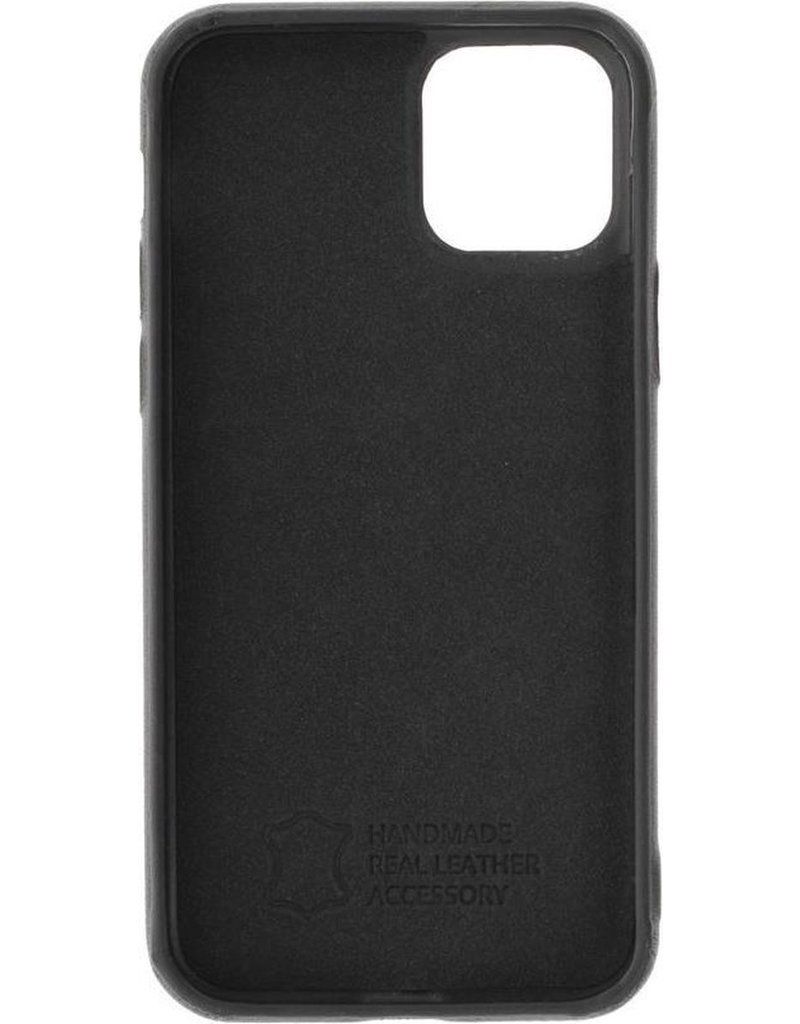 Minim Leren iPhone 11/Pro/Pro Max Hoes Back Cover Zwart