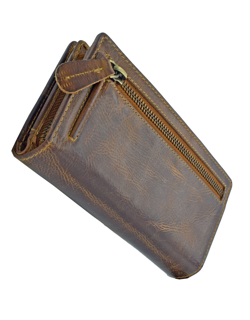 LD Leder Damen Reißverschluss Geldbörse Erweiterte Ausstattung Extrem Viele Kreditkartenfächer