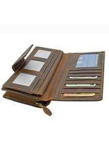 LD Uitgebreide Leren Dames Rits Portemonnee Extreem Veel Pasjes