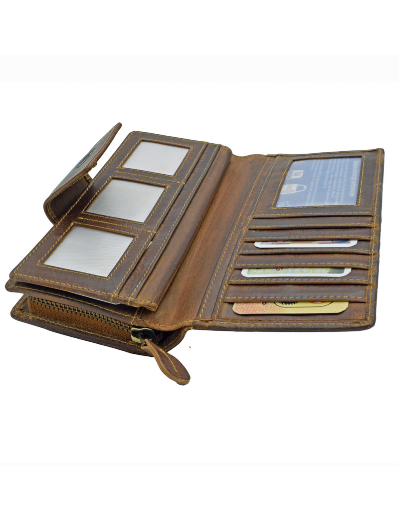 LD Leder Damen Reißverschluss Geldbörse Erweiterte Ausstattung Extrem Viele Kreditkartenfächer