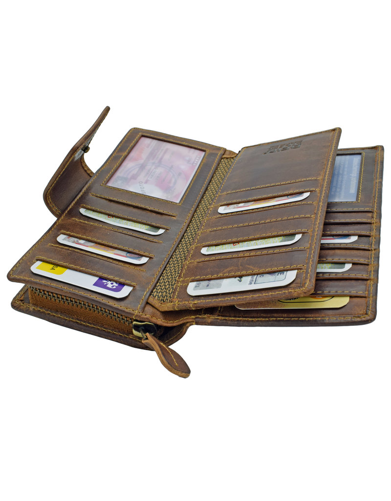 LD Uitgebreide Leren Dames Rits Portemonnee Extreem Veel Pasjes