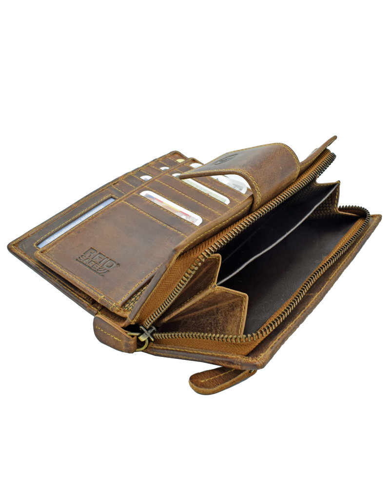 LD Leder Damen Reißverschluss Geldbörse Erweiterte Ausstattung Extrem Viele Kreditkartenfächer