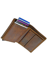 LD Pasjeshouder Portemonnee Hunter Rundleer met Kleingeldvak – RFID Bescherming – Personaliseerbaar & Optionele Ketting