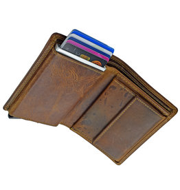 LD Pasjeshouder Portemonnee Hunter Rundleer met Kleingeldvak – RFID Bescherming