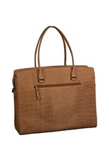 Burkely Damen Leder Arbeitstasche Laptoptasche Croco Cognac