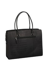 Burkely Damen Leder Arbeitstasche Laptoptasche Croco Schwarz