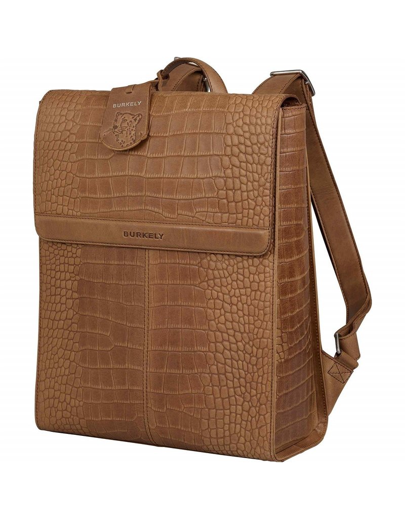 Burkely Leder Damen Arbeitstasche Rucksack Croco Cognac