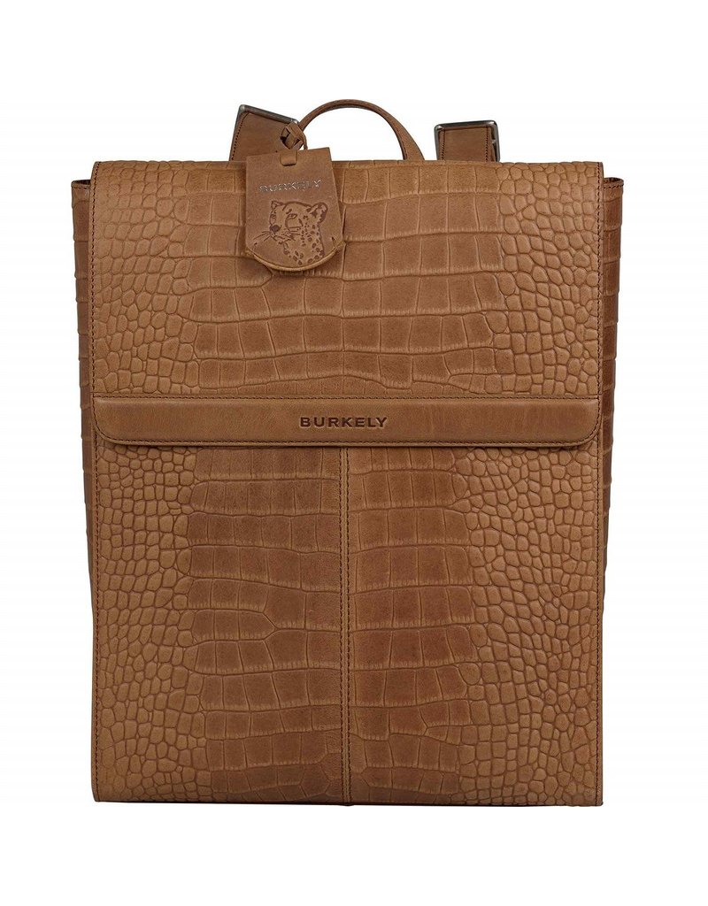 Burkely Leder Damen Arbeitstasche Rucksack Croco Cognac